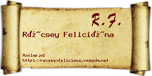 Récsey Feliciána névjegykártya